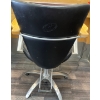 Image 4 : Orbit Hydraulic Salon Styling Chair 4 - Genuine Leather w/ Brushed Nickel - 22x24x37