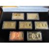 Collection of 7 Gold plated US Dollars from $1-$100 With certificate and Black Collectors box 