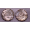 Image 1 : Canadian Silver Dollar 1966 (80% Pure Ag) 23.5 g & Canadian Silver Dollar 1965 23.4 g (80% Pure Ag)