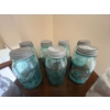 Image 2 : collection of antique and vintage blue mason jars, and one crown made in Canada