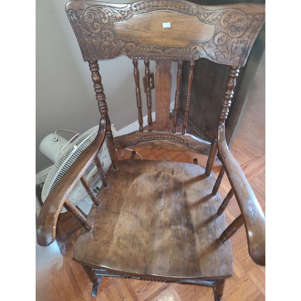 Wooden Rocking Chair 23.5 W, 28.5 D, 36 T and Table Fan 