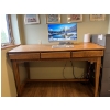 Image 1 : Antique Bankers table or Train station desk. 3 drawers, Sturdy, Large, solid stand up table. 