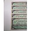 Image 2 :  1954 Canadian one dollar uncirculated Set of 5 consecutive order M/O7253055-7253059

