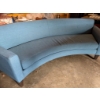 Image 14 : Curved Blue Upholstered Sofa with Tapered Wooden Legs