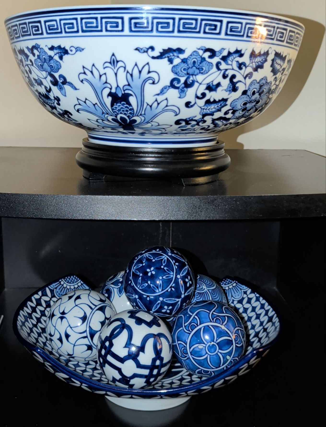 Traditional Chinese Porcelain Statement Pieces - Large Bowl on Pedestal