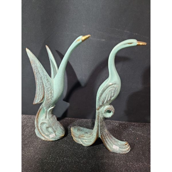 Pair of Ceramic Birds- Largest: 9.5 W, 16 T (Stamped USA)