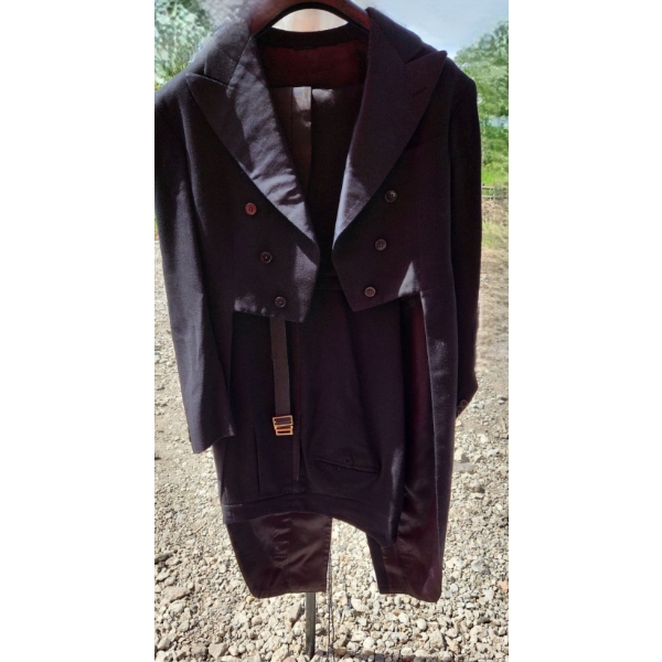 Men's Black Formalwear (XS Fit/ No Size Tag)/ "Balaclava" Style Jacket, Pants, Cummerbund