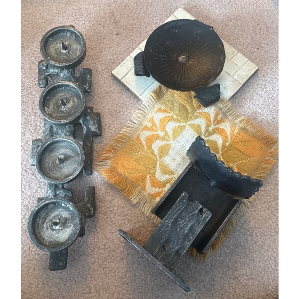 Wrought Iron Brutalist Style Candle Holders 