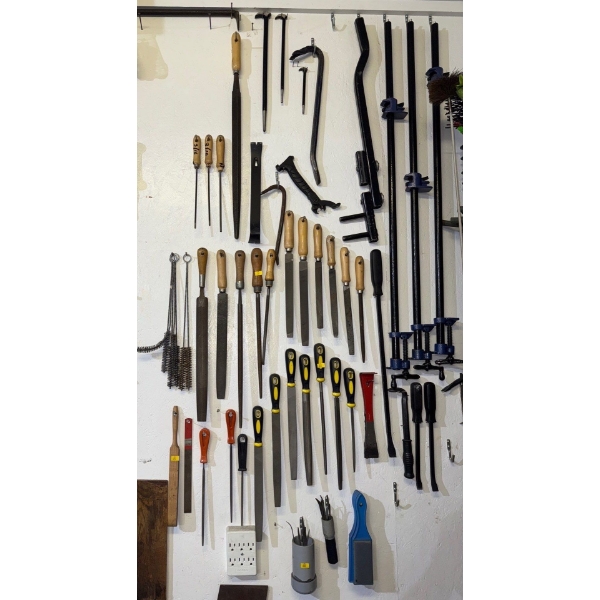 Whole Walls Worth Of Metal Files Clamps Pry Bars & More 