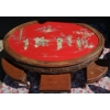 Image 7 : Chinese Tea Table Set With Red Lacquer Top and Mother-of-Pearl Figures