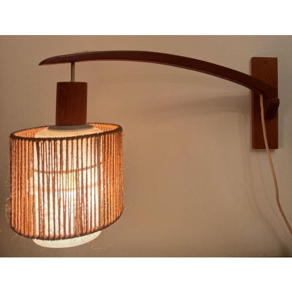 1970s Danish Teak Wall Lamp - Just Mount Plug In & Enjoy 8"Tall