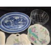 Image 5 : Green Plate 13.5, Nikko  Pink and White Platters- Largest: 14 x 9.5, Antique Blue & White 11 x 8.5