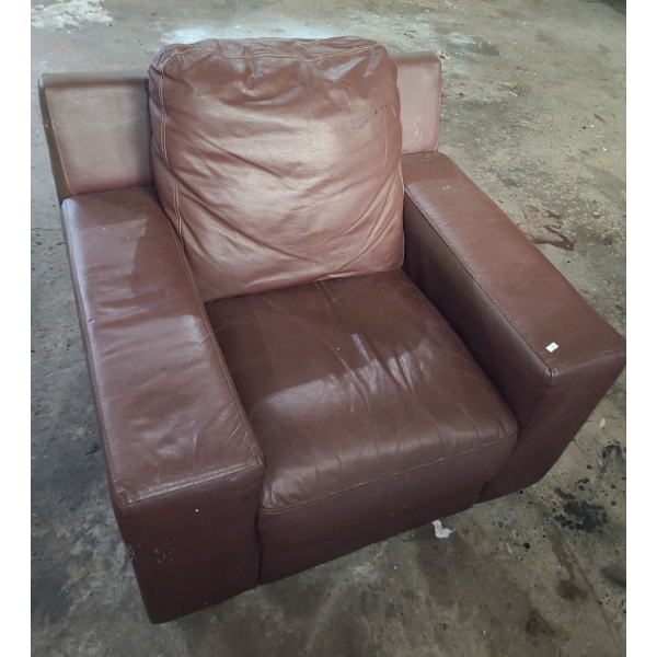 Brown Faux Leather Chair 38 W, 36 D, 30 T 