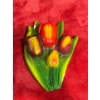 Image 1 : Chalk Flowers, Bouquet of Tulips - Yellow, Red, Brown 7.5H