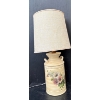 Image 3 : Pair of Lamps - Floral One is Chipped (33T), Metal One is 48T 