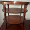 Image 1 : Superb Antique Inlaid Mahogany Glazed 3 Tier End Table 23x24