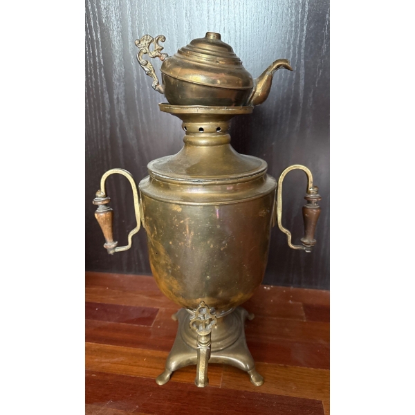Antique Brass European Samovar  w/ Teapot and Keys - 20T