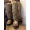 Image 2 : vintage beautiful handcrafted moccasins 16” high well crafted with hand beading beaver and deer fur 