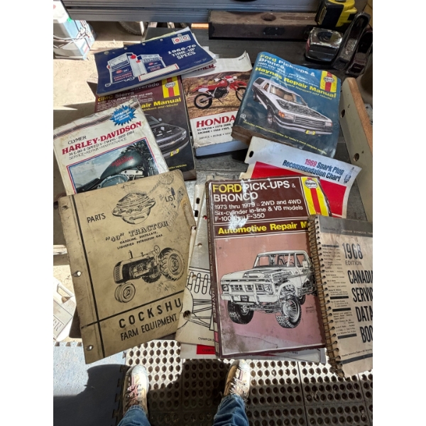 collection of mechanics manuals, Harley Davidson Honda Ford pick ups Ford pick up and bronco 
