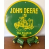 Image 1 : John Deere Collectibles - 'The Froelich' Metal Sign w/ 2 Diecast ERTL JD Tractors