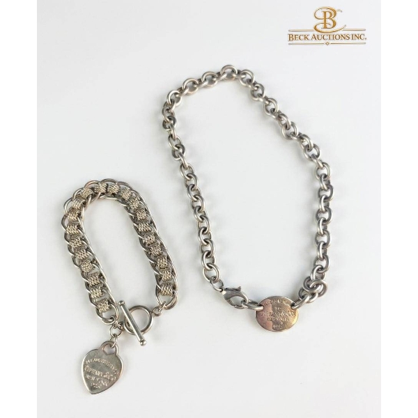 Replika Tiffany & Co. Necklace and Bracelet Set with Heart and Oval Tags