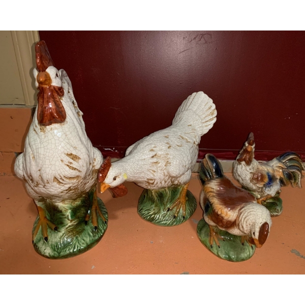Collection of Chickens with Crackled Finish, Tallest 16 T