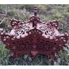 Image 2 : Collectible Doll Accessories - Antique Tasseled Buggy Scroll-cut Picnic Basket 7L & Chair 