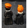 Image 3 : Mid-Century Ceramic Salt and Pepper Shakers With Orange Headwear (3")