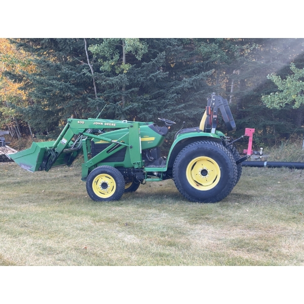 John Deere 4310 Tractor w/ Loader & Mower Deck Forks Hydraulic Snow Blade Amazing Condition 