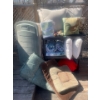 Various Outdoor Cushions and furniture coverings, Storage Tote Included.SHELVING NOT INCLUDED.