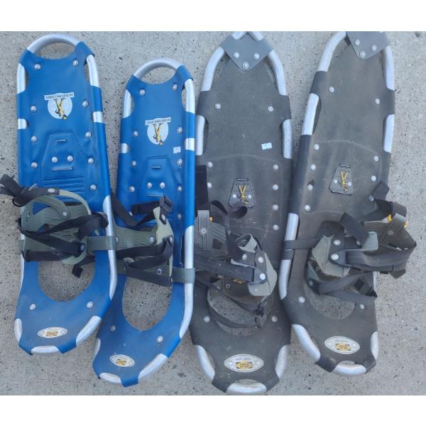 Two Pairs of Atlas Snowshoes- Blue Size Large and Black (Could Not Find Tag, But Bigger Than Blue) 