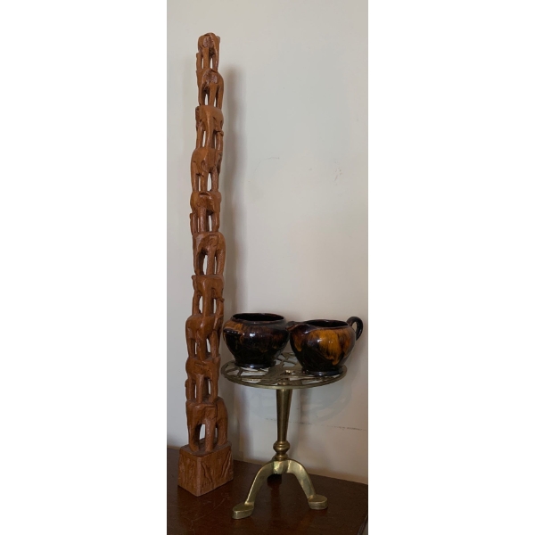 Collectable Home Decor Bundle - 29T - Brass, Wood & Pottery