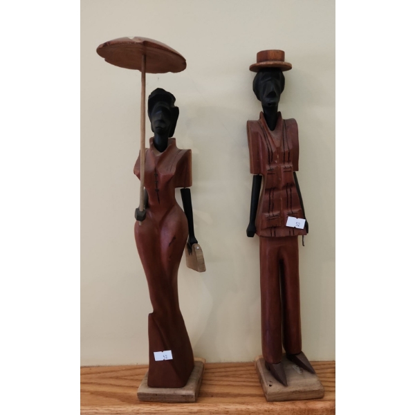 Carved Wooden Couple- Tallest: 3 W, 3 D, 17 T 
