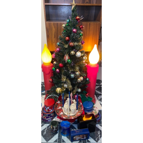 4 ft Fiber Optic Holiday Tree w/ Life Sized LED Candlesticks Angel Center Piece & More 