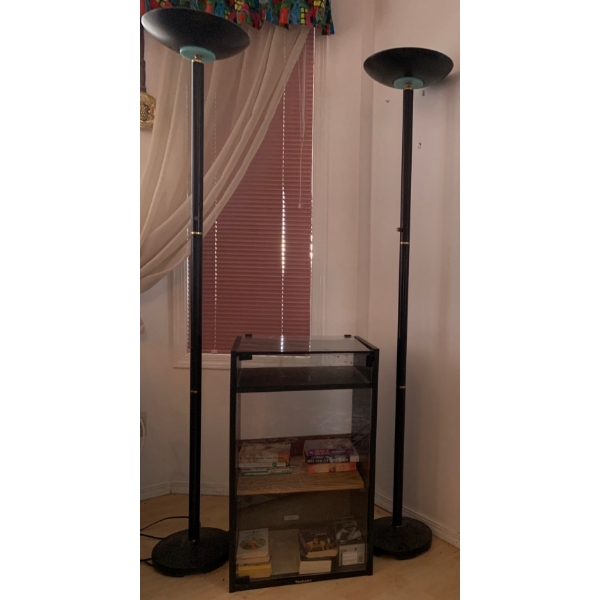 End Table Shelf 19x16x31  w/ 2 Floor lamps 
