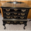 Image 1 : Hand Painted Black Lacquered Chinoiserie Secretariat 25x16x32