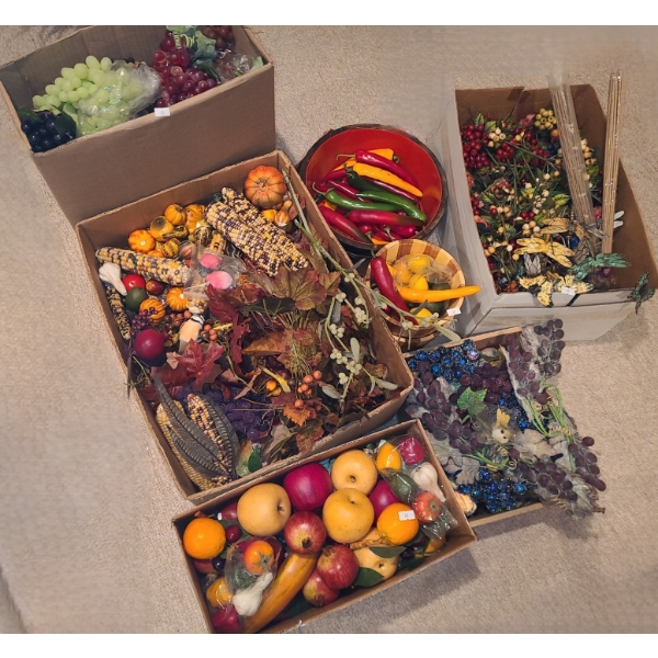 Large Assortment of Artificial: Grapes and Other Fruit, Decorative Corn, Fake Peppers and More!