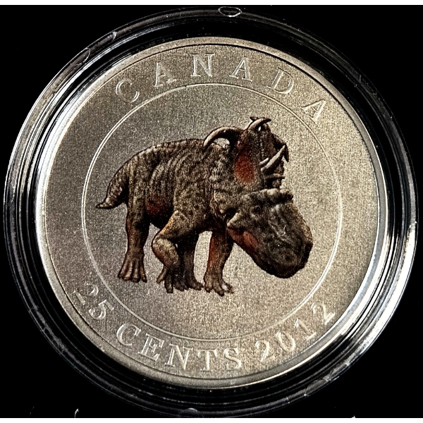 2012 25¢ Prehistoric Creatures: Pachyrhinosaurus Lakustai - Glow-in-the-Dark Coloured Coin