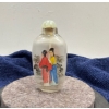 Image 2 : Hand Painted Couple Glass Snuff Bottle with Spoon 3H 