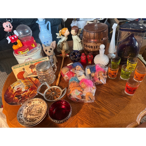 Mickey Mouse, vintage gumball machine, and a plethora of other vintage items great for any vintage s