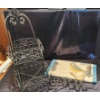 Image 1 : Metal Fruit Tower, Breakfast Tray, and Cast Iron Napkin Rings Set