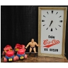 Image 1 : Vintage Co-op Clock Lamp, Rollerskates and Vintage Wrestling Toy
