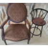 Image 1 : Bergere Style Chair 28 W, 21 D, 41 T and Barstool 16" Diameter at Base, 34.5 T 