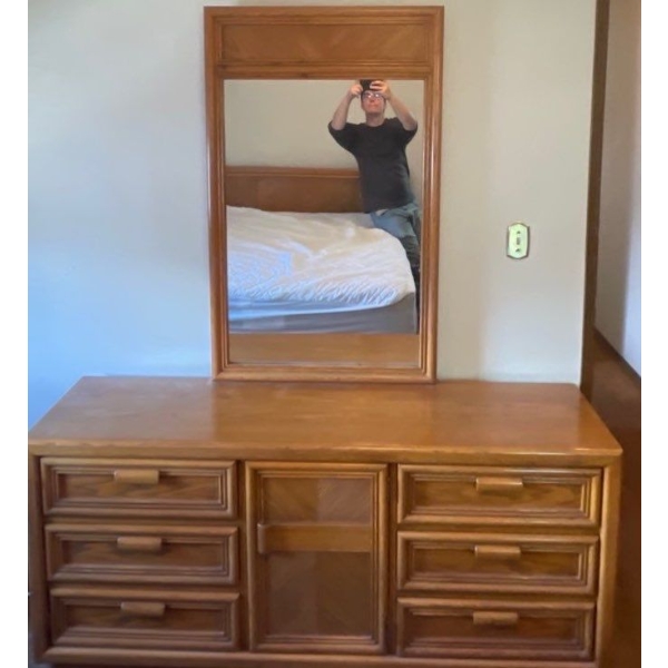 Wooden Long Dresser w/ Mirror By Skylar and Peppler 