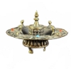 Image 4 : Tibetan Bronze Stupa Shrine and Incense Holder Set with Inlaid Stones