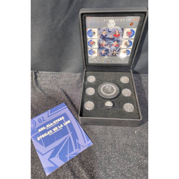 2002 NHL All-Star Commemorative Set with Coins, Puck, and Stamps