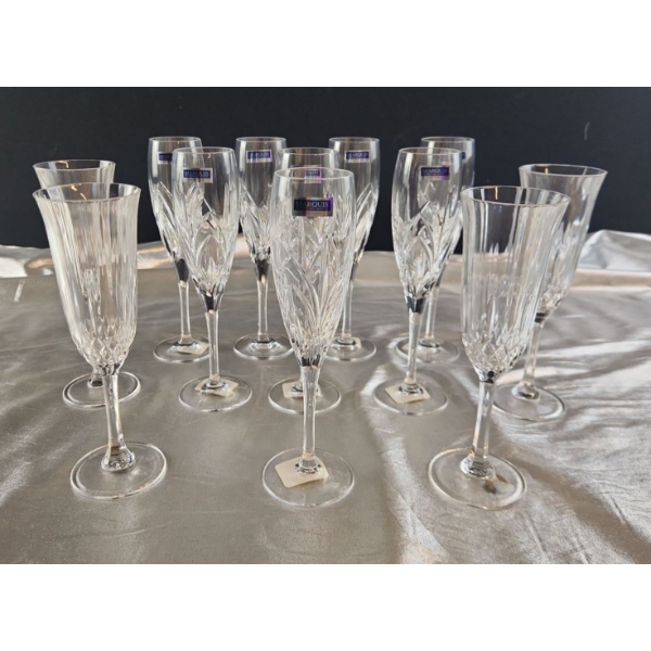 Set of 8 Marquis by Waterford Caprice Champagne Flutes and Set of 4 Crystal Flutes