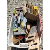 Image 1 : Beige Bin of Hand Tools Incl: Hand Saws, Paste Spreaders, Wire Wheel Attachment and More!