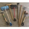 Image 1 : Assortment of Seasonal Yard Tools-  Shovels, Rakes, Hoe & More