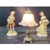 Image 1 : Tiffany Style Mini Table Lamp, Paired with 2 "Enterprise Exclusive" Figurines